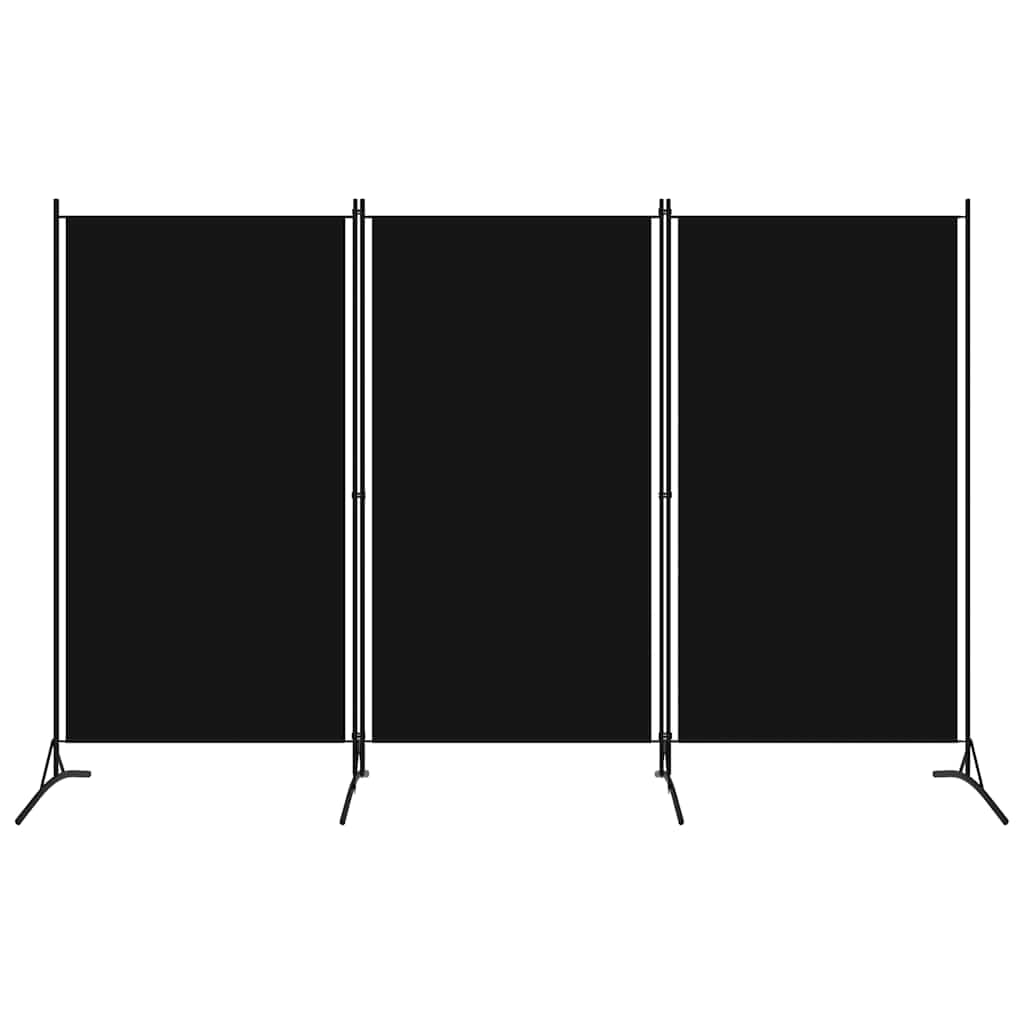 vidaXL 3-Panel Room Divider Folding Panel Screen Movable Partition Privacy Separator Wall Furniture Indoor Bedroom Office Black 260x180 cm