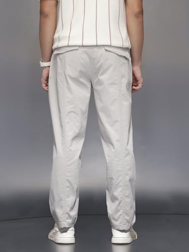Image of WROGN Men's Pure Cotton Trousers | Solid | Loose Fit