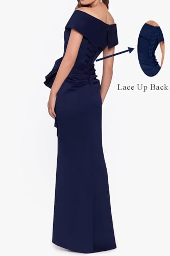 Satin Mother of The Bride Dresses for Wedding Off Shoulder Ruffle Mermaid Formal Evening Party Gowns3