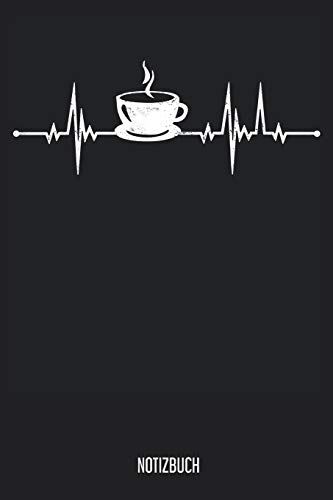 Notizbuch: Kaffee Herzschlag EKG Puls - Kaffee Notizbuch, 120 Seiten kariert, eckiger Buchrücken, 6x9, Coffee Notizheft, Schreibheft für Notizen