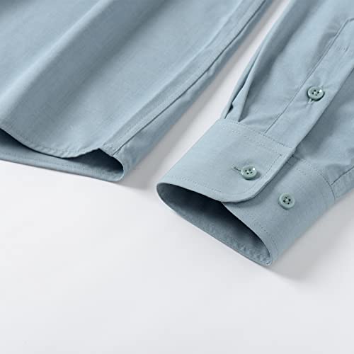 Fahizo Men's Dress Shirt Regular Fit Casual Long Sleeve Bamboo Stretch Solid Shirts, Grey Green-3Xl #TOP3
