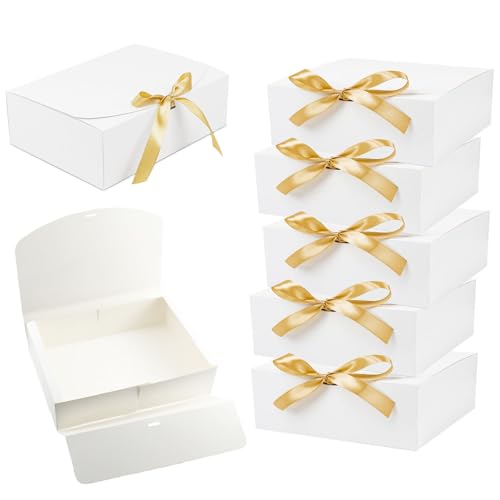 Gad2go 10 Pieces Gift Boxes with Lids 27 x 20 x 8 cm Kraft Gift Box White Present Packaging Box for Wedding Birthday Festival Christmas Party