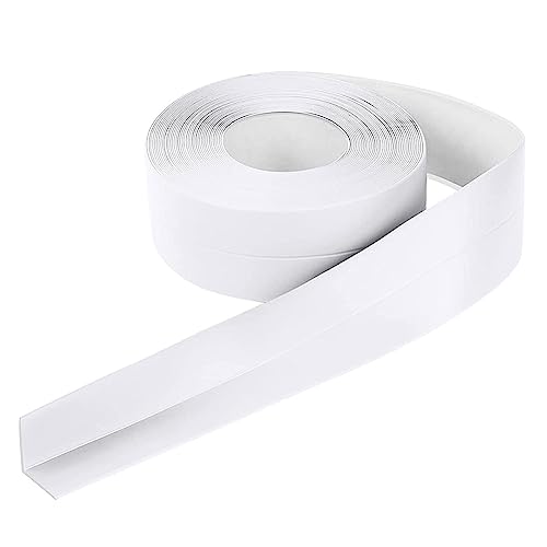 EUBSWA Rodapié Flexible Autoadhesivo 12M 16x16mm - Listón Impermeable, Listón Adhesivo de PVC para Zócalos, Listón de Sellado de Juntas para Cocinas y Baños