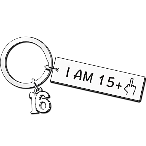 JMIMO Funny 16th Birthday Gifts for Boys Girls Happy Bday Stainless Steel Keyring Idea as a Joke Celebration Best 16th Birthday Presents