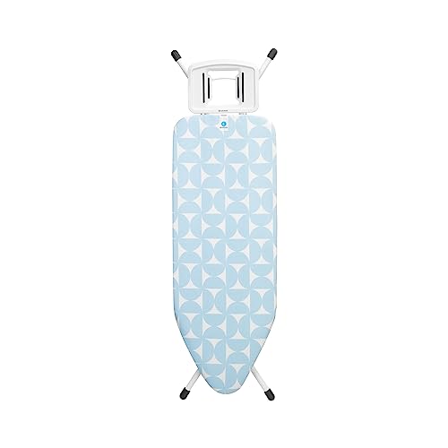 Brabantia - Tabla de Planchar C - con Soporte para Plancha de Vapor - Compacta & Plegable - Altura Ajustable - Patas Antideslizantes - Funda de Algodón de Ajuste Fresh Breeze - 124 x 45 cm