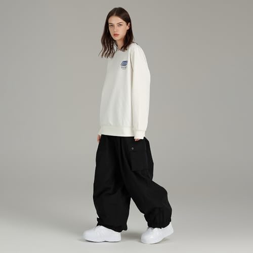 SnowElve Mens Baggy Cargo Ski Pants Super Baggy Snowboard Snow Pant Women Insulated Loose Pant Sports Waterproof(K2201,BK,M)