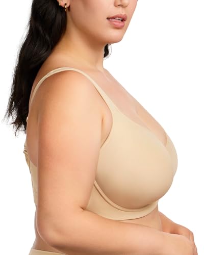 Image of HSIA Bras for Women Minimizer Full Coverage, Plus Size T Shirt Unlined Underwire Smooth Bra, Seamless Cups Joan Ultimate Soft
