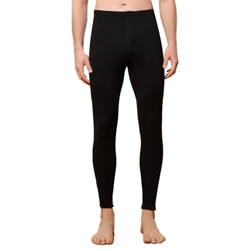 Pantalones de chándal para hombre de invierno con forro polar fino y cálido, Negro , XL