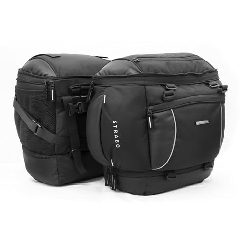 Image of STRABO Daytona Saddlebags + Backpacks for Bikes, Water Resistant- Colour Black