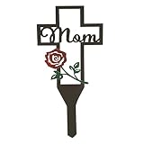 Cemetery Memorial Cross Stake, Metal Cross Pile Garden Yard Signs Grave Marker Memorial Plaque Stake