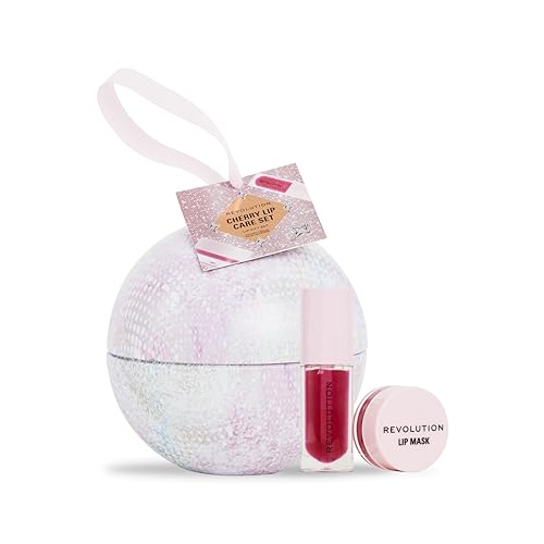Revolution Beauty Coffret Huile à Lèvres Cerise, Set Cadeau avec Huile Glacée & Masque Lèvres Cerise, Nourrissant & Hydratant, Végan & Sans Cruauté