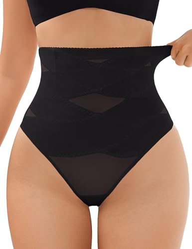 JulyGirl Thong Shapewear Tummy Control,Girdle for Women Tummy Control,Women's Shapewear Control Panties Black