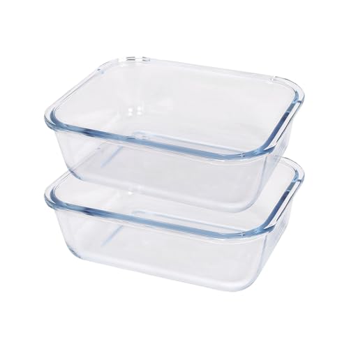 Argon Tableware Rectangular Glass Cake Dishes - 17cm x 12.5cm - 2X Small Deep Pie Brownie Cheesecake Bread Sponge Oven Baking Tin Tray Pan | Microwave Safe, Freezer Safe