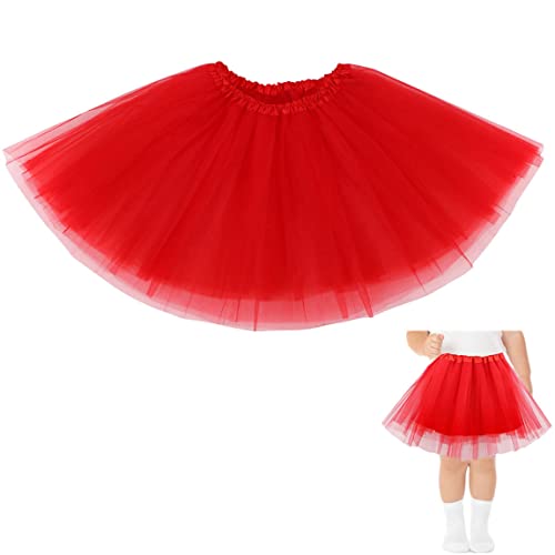 Gonna Tutu Bambina Gonna Balletto Tulle Elastico 3 Strati Costume Danza Principessa Delle Fate Quotidiano Performance Danza Carnevale Halloween Capodanno Compleanno Festa Vestito 2-9 Anni (rosso)