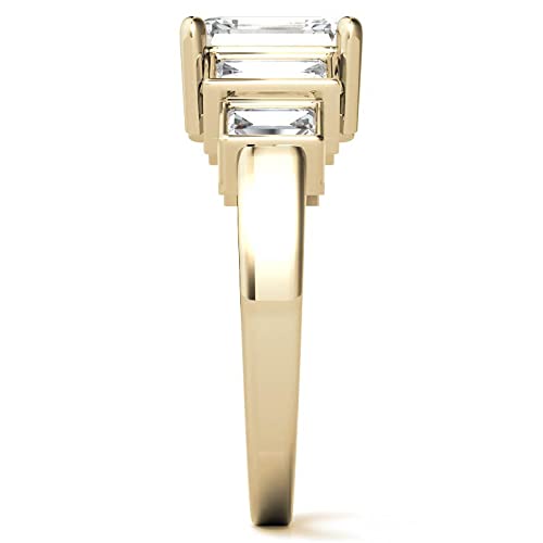 Art Deco Emerald-Cut Moissanite - 1 To 5 CT - Engagement Ring – Baguette Side Stones – 10K/14K/18K White, Yellow, Rose Gold & 925 Sterling Silver4