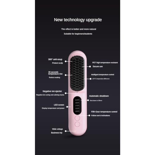 Cepillo alisador inalámbrico rápido y portátil rosa miniatura 5