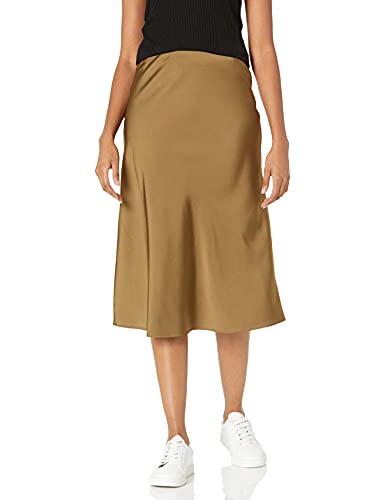 The Drop Womens Maya Silky Slip Skirt Skirt Dark Olive XS