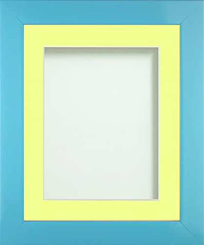 Frame Company Candy Range Aqua Blue A4 Frame With Lemon Bon Bon Mount for image size 9x6 inches
