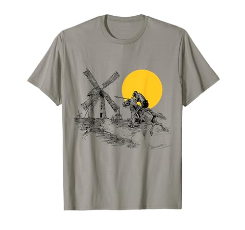 Don Quijote contra el molino de viento en el sol Camiseta