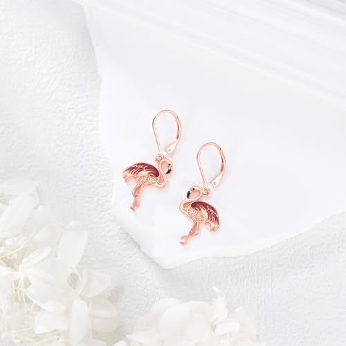 Flamingo Earrings Sterling Silver Bird Dangle Earrings Tropical Jewelry Flamingo Gifts for Women4