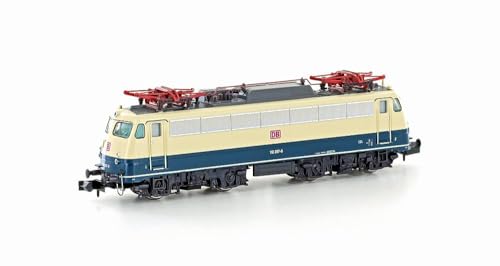 Locomotive BR 110 DB bleue et beige échelle N avec livrée d'époque V