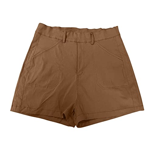 Womens Shorts For Summer, High Waist Cargo Shorts Quick Dry Hiking Shorts Trendy Work Shorts Lightweight Short Pants Coffee #TOP4