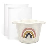 Aufbewahrungskorb Geflochten, Aufbewahrungskorb Kinderzimmer,Basket als Geschenkkorb Leer,Präsentkorb Leer,Wäschekorb Klein,Korb Aufbewahrung für Organisieren von Kleidung,Badezimmer,Spielzeug 25×20cm