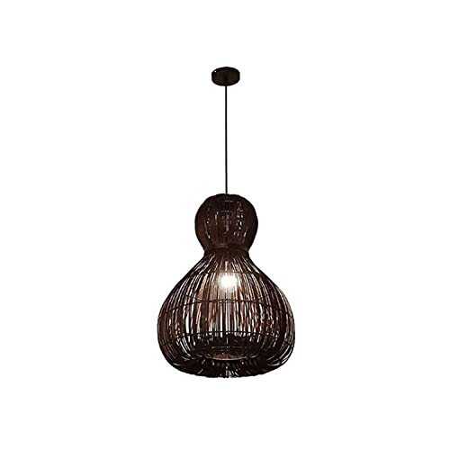 Lustre suspension gourde marron WAGXIyU en rotin tressé main 20x28cm