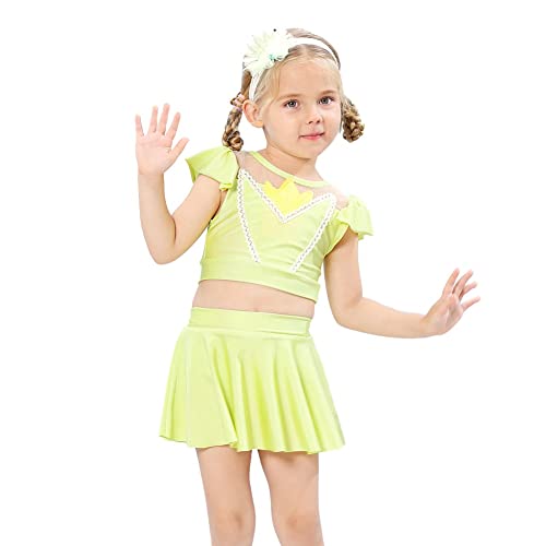 Image of REXREII Girls Princess Swimsuits Two-Piece Tankini Set Beach Surf Birthday Swimming Party Bathing Suits Fancy Swimwear