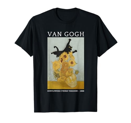 Funny Van Gogh Sunflowers Cat Meme Van Gogh Art Graphic T-Shirt