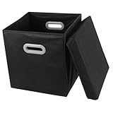 Cubes de rangement avec poignée : fabriquées en tissu et en plastique de , la boîte de rangement n'est pas facile à déchirer ou à déformer après une longue période d'utilisation, cubes de rangement en tissu avec couvercle