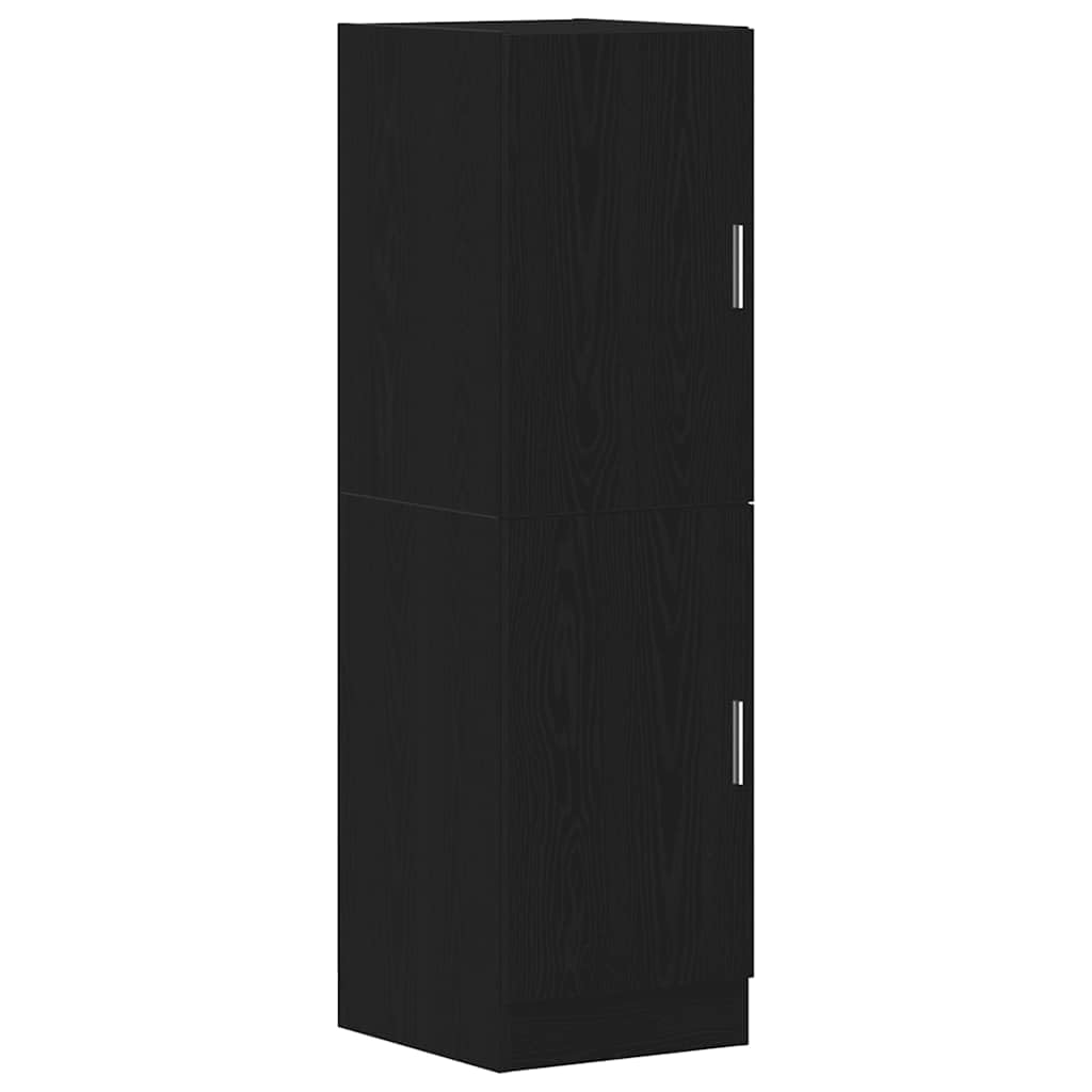 Küchenschrank Schwarz 38x41,5x131,5 cm, Mehrzweckschrank aus Holzwerkstoff mit Türen und Ablagen, Vorratsschrank für Küche, Büro und Restaurant, schmaler Hochschrank