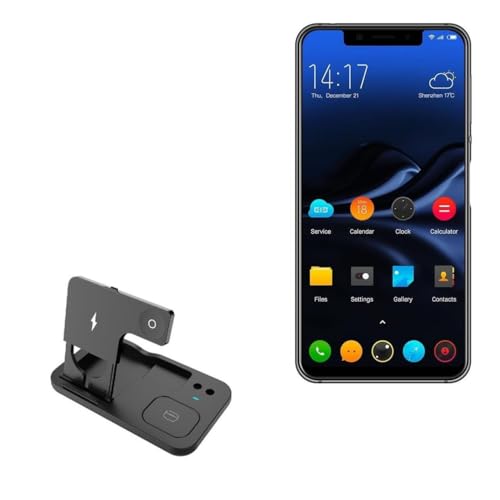 BoxWave Charger Compatible with Elephone S9 - Wireless MultiCharge Desktop Stand Pro, Qi Wireless 4 in1 Charger Stand Multiple Devices - Jet Black