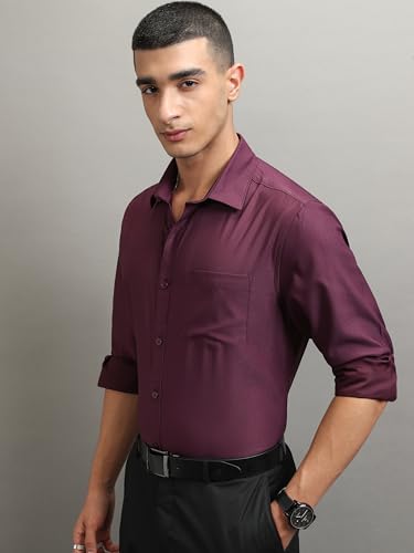 Image of Highlander Men's Slim Fit Formal Shirt | Solid Formal Shirt for Men | Comfortable Fabric | Stylish Design for Everyday Use & Office Wear
