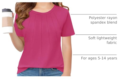 Image of Haloumoning Girls Pleated T Shirts Kids Summer Short Sleeve Fashion Tops Tees 5-14 Years