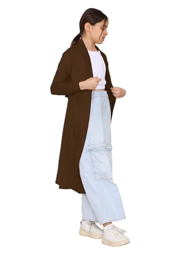 Image of Loxdonz Kids Long Open Front Cardigan Coverup Boyfriend Cardigan Sweater for Girl's Beach Cover ups Kimono Maxi Duster