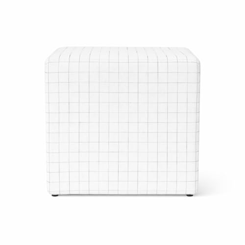 Image of HomePop 19 inch Square Ottoman - Natural Windowpane