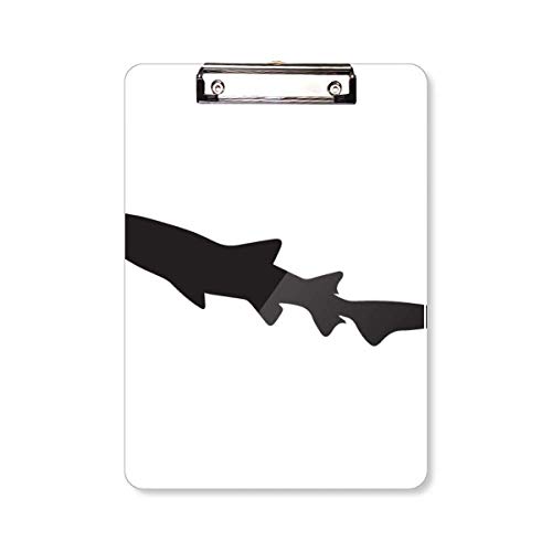 Porte-bloc A4 avec motif silhouette de requin noir et pince métallique résistante