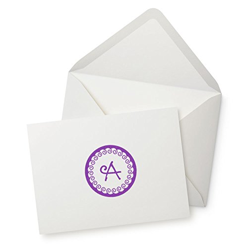 Tampon en caoutchouc monogramme rond Curly Q avec empreinte circulaire haute précision