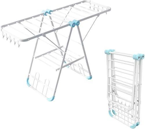 Składany stojak do suszenia 2-poziomowy aluminiowy lekki wolnostojący wewnątrz na zewnątrz oszczędność miejsca rozwiązanie do prania