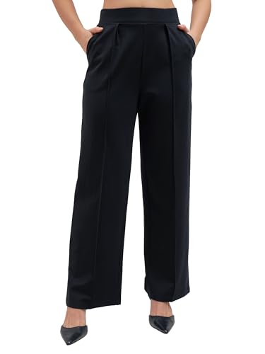 Image of Tokyo Talkies Wide Leg Relaxed fit Korean Pants |Ultra Soft|High Rise Pleated Trousers |Workwear|Formal All Day wear