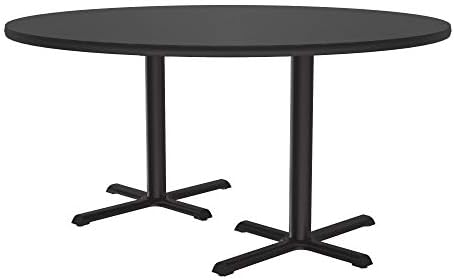 Correll 60" Round Bar Café & Break Room Bistro Table, Black Granite High Pressure Laminate Top & Black Cast Iron Base, Tops Made in The USA (BCT60R-07)