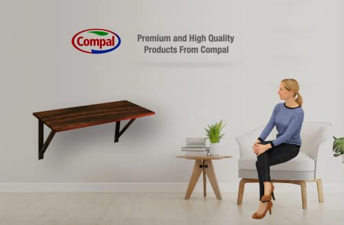 Image of Compal Folding Wall Mounted Study, Office, Laptop, Folding Utility Table for Home Office Portable & Space-Saving Floating Desk (16X24 Inches Wall Mount Table Brown)