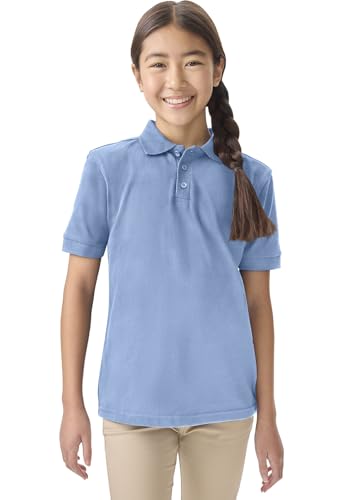 Image of Classroom School Uniforms for Boys and Girls Short Sleeve Pique Polo | Unisex Youth Shirt, Matching Ribbed Collar, Banded Sleeves, Three-button Placket, Comfortable Fit, School Uniform Essential