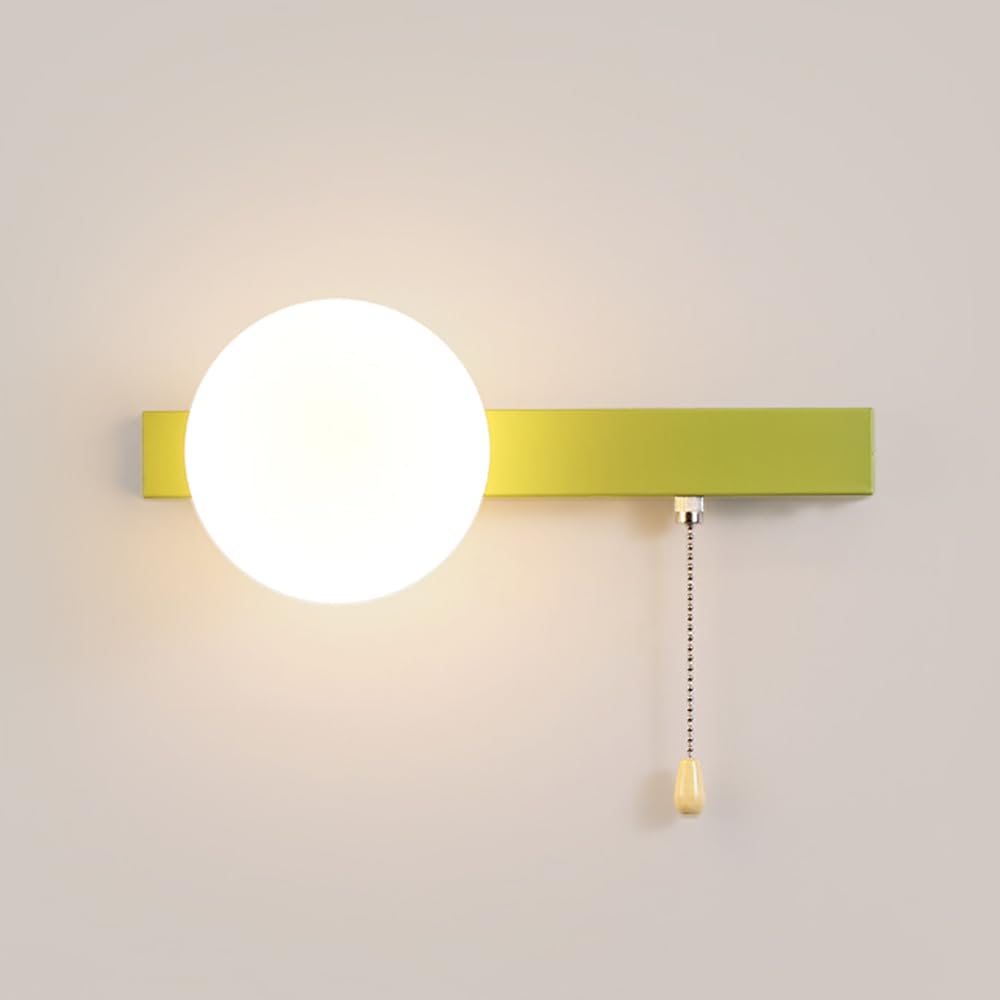 XANAYXWJ Lampada da parete per applique da parete, lampada da comodino nordica a globo con catena a trazione, apparecchio di illuminazione per decorazioni per la casa rosso/verde G9, applique creative
