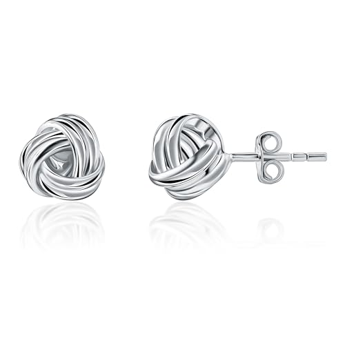 925 Sterling Silver Love Knot Earrings Jewelry Italian Design Lightweight Twisted Love Knot Stud Earrings for Women