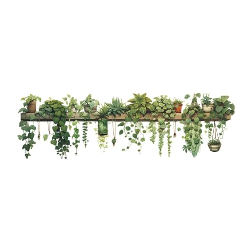 Wswqop de Pared, Vinilo Decorativo Autoadhesivo, Impermeable, Planta Colgante Decorativa, Verde, para Baño, Comedor, Dormitorio, Cocina.