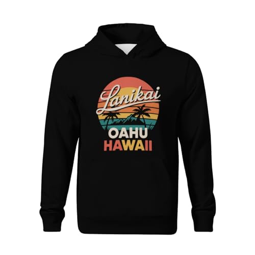 Kids Retro Lanikai Oahu Hawaii Classic Boys Girls Lightweight Kangaroo Pocket Fleece Hoodies2