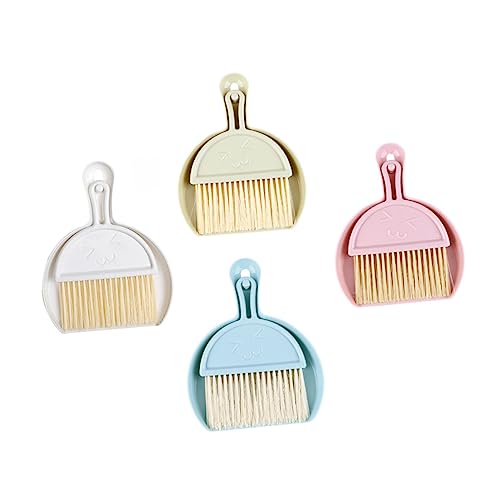 BUTIFULSIC 4 Sets Desktop Fan Broom Multifunctional Cleaning Brush Table Dust Pan Desktop Sweep Cleaning Brush Small Hand Dustpan Dust Brush Handheld Broom Mini Brush and Pan Nylon Wool