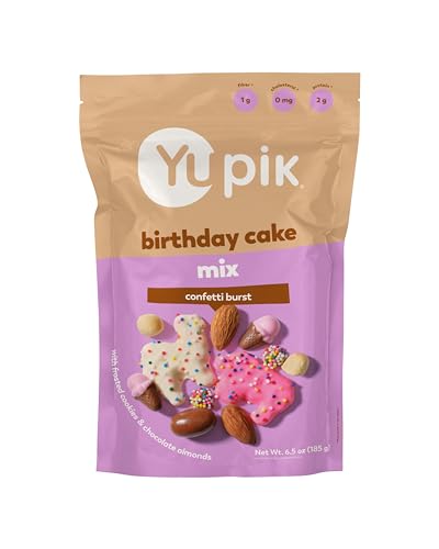 Yupik Birthday Cake Mix, 6.5 Oz, Sweet Snacks, Festive Blend with Sprinkle Sugar Cookies, Shortbread, Chocolate Almonds, Chocolate Confetti Bites, Happy Birthday Party Treat, Unique Snacks